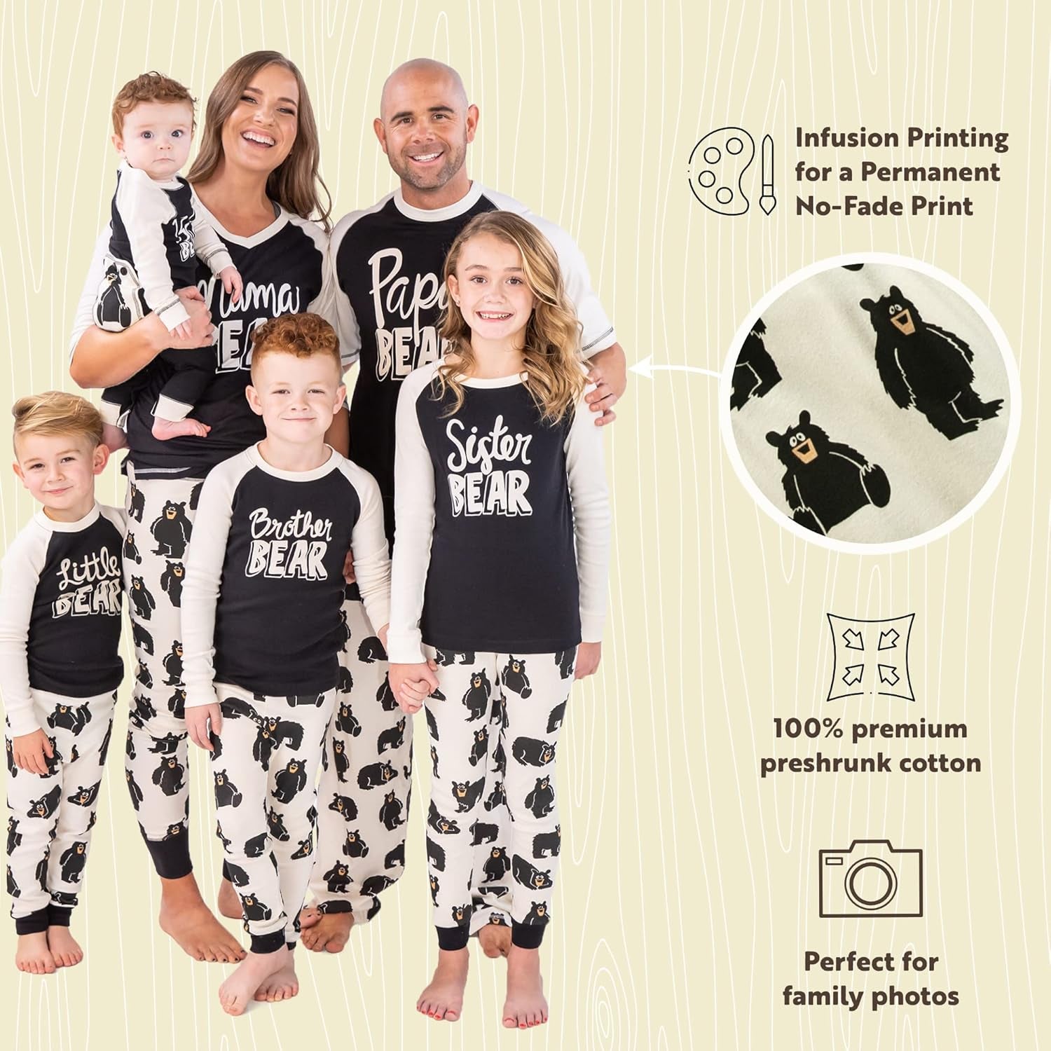 Matching Family Pajama Sets for Adults, Kids, and Baby (Family Bear)